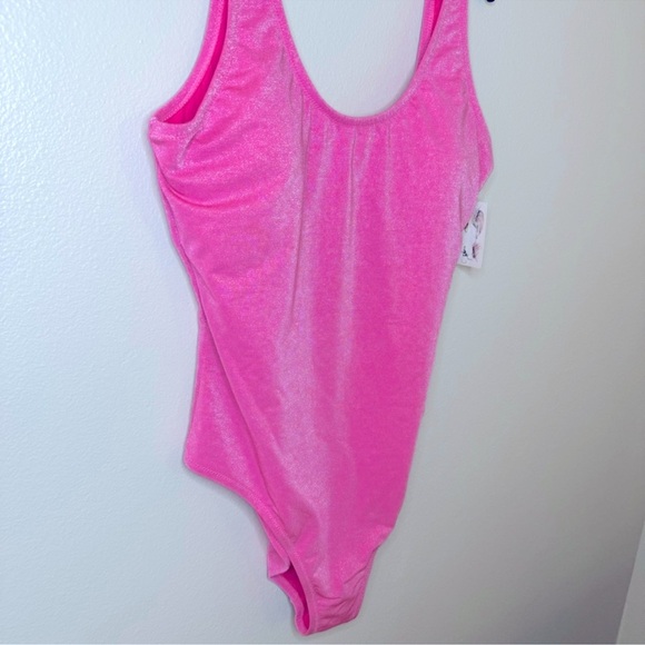 NWT Jessica Simpson Pop Pink Glitter Bomb One Piece Scoop Back Swimsuit. Size XL - Picture 5 of 9